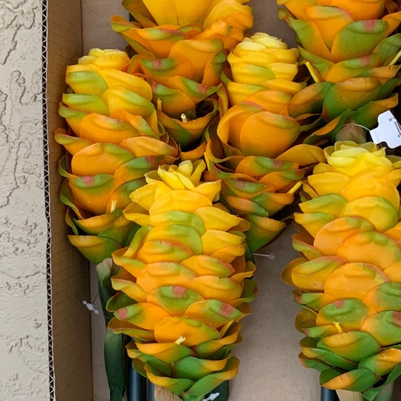 SALE! THREE 28” Yellow Beehive Ginger QUALITY Tropical Artificial Flower - Picture 1 of 9
